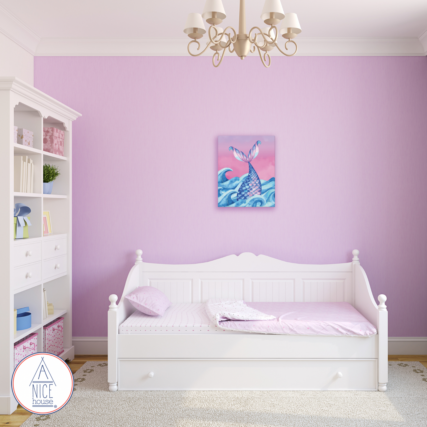 Ethereal Mermaid Wall Decor- Mermaid Tail Canvas Art Print for Mermaid Bedroom Theme, Mermaid Nursery Theme, or Mermaid Inspired Bedroom