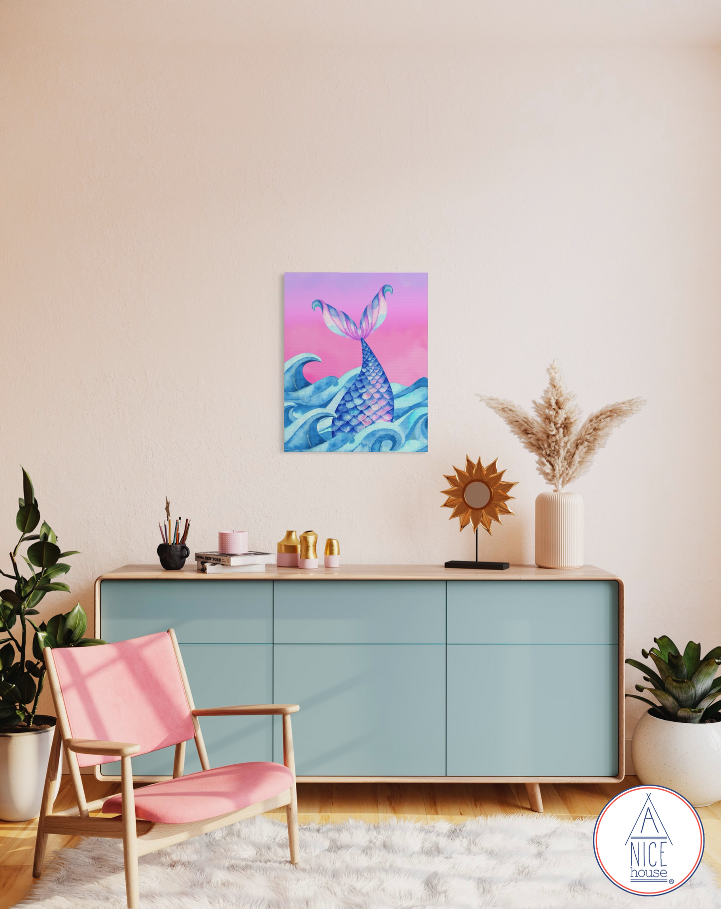 Ethereal Mermaid Wall Decor- Mermaid Tail Canvas Art Print for Mermaid Bedroom Theme, Mermaid Nursery Theme, or Mermaid Inspired Bedroom