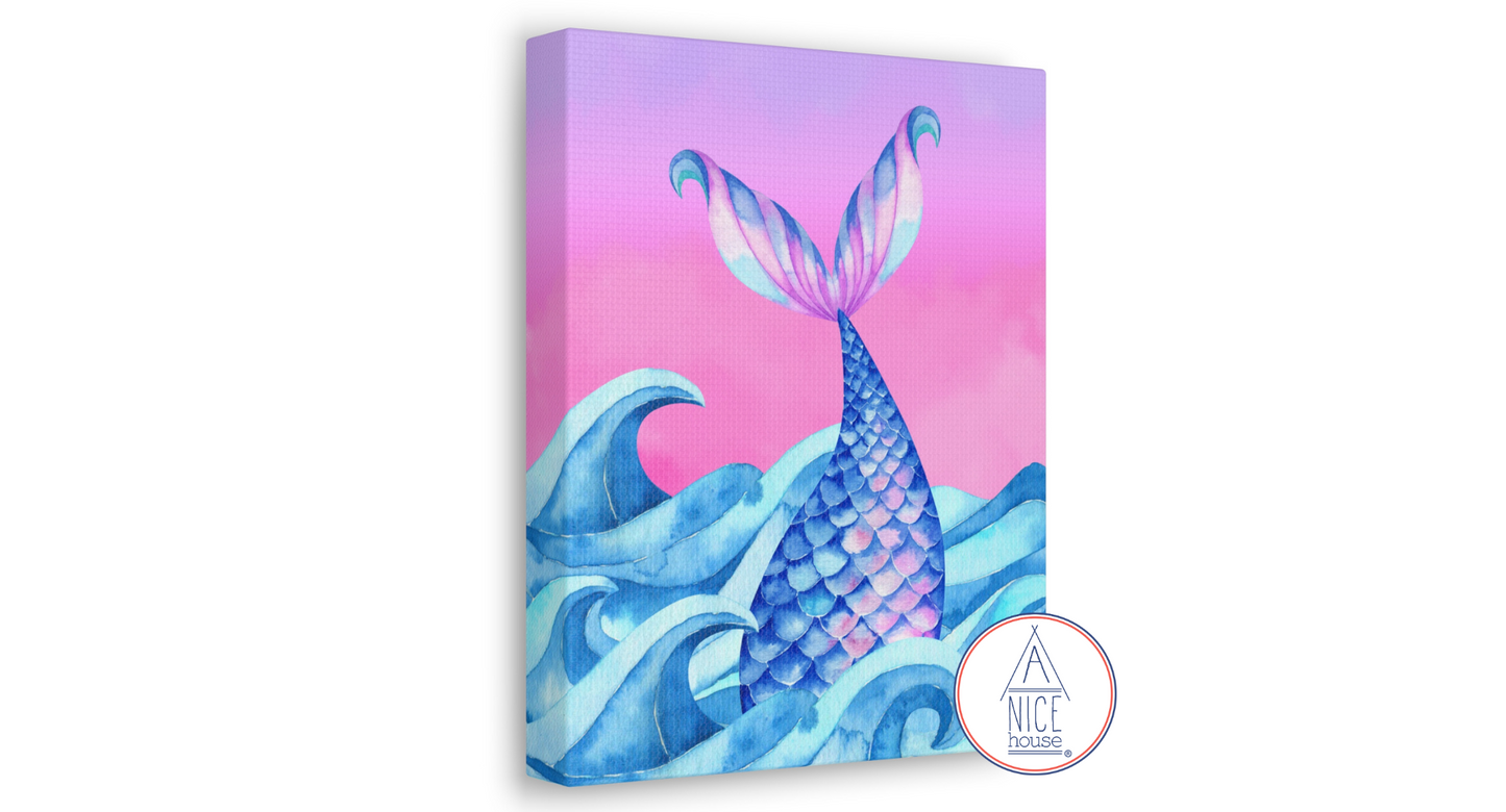 Ethereal Mermaid Wall Decor- Mermaid Tail Canvas Art Print for Mermaid Bedroom Theme, Mermaid Nursery Theme, or Mermaid Inspired Bedroom
