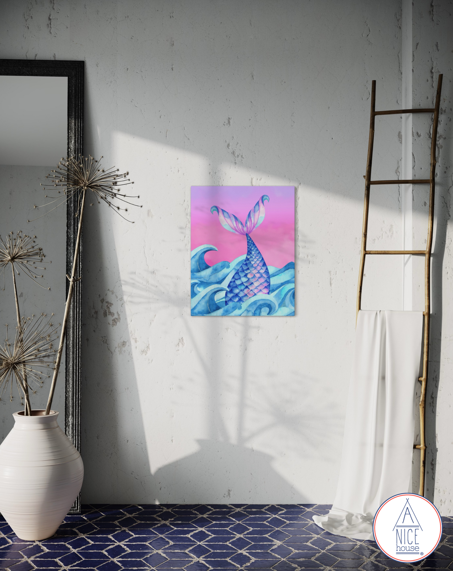 Ethereal Mermaid Wall Decor- Mermaid Tail Canvas Art Print for Mermaid Bedroom Theme, Mermaid Nursery Theme, or Mermaid Inspired Bedroom