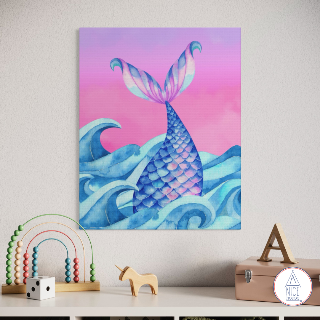 Ethereal Mermaid Wall Decor- Mermaid Tail Canvas Art Print for Mermaid Bedroom Theme, Mermaid Nursery Theme, or Mermaid Inspired Bedroom