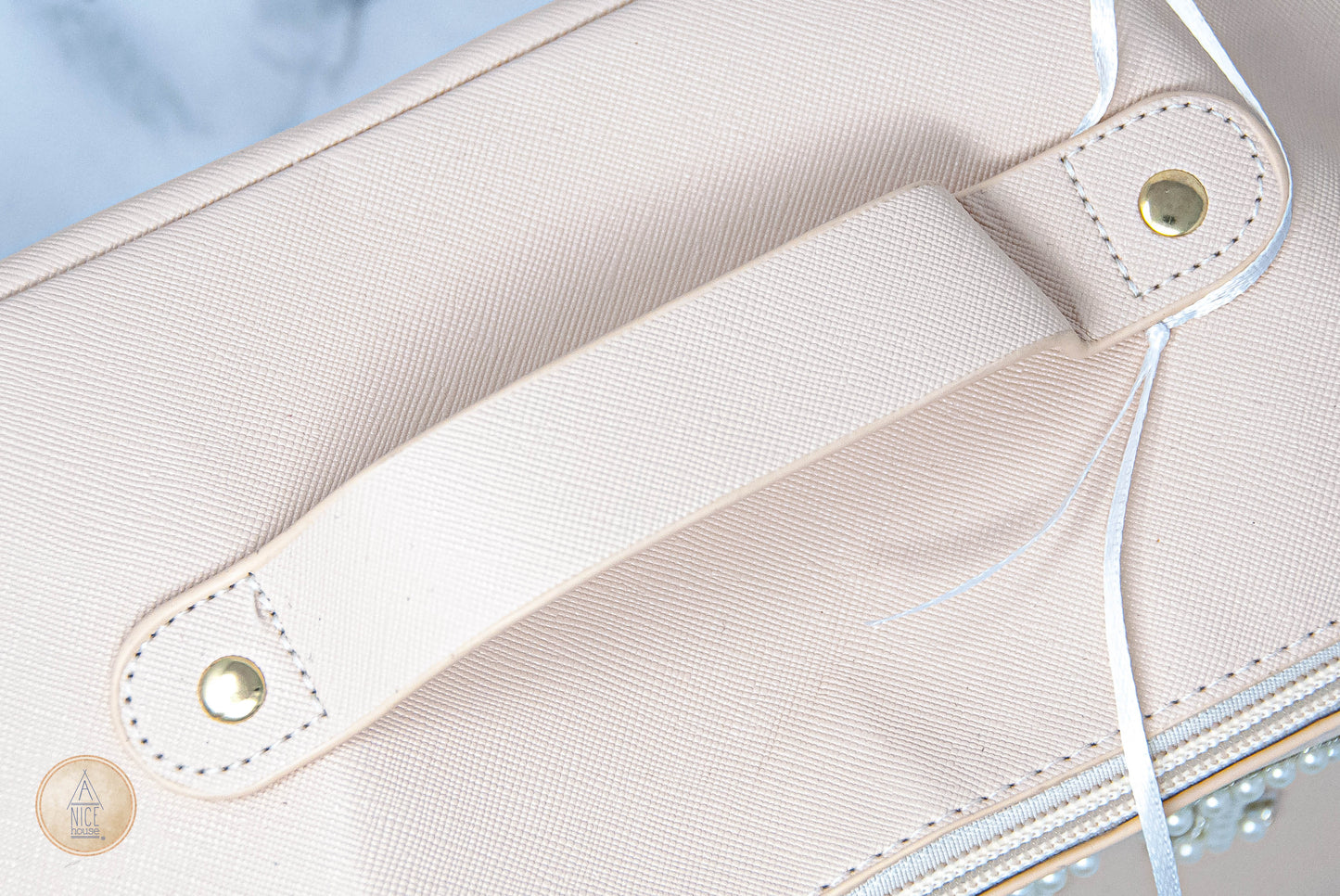 Glam Beauty Bag Cosmetic Case with Pearly Letters