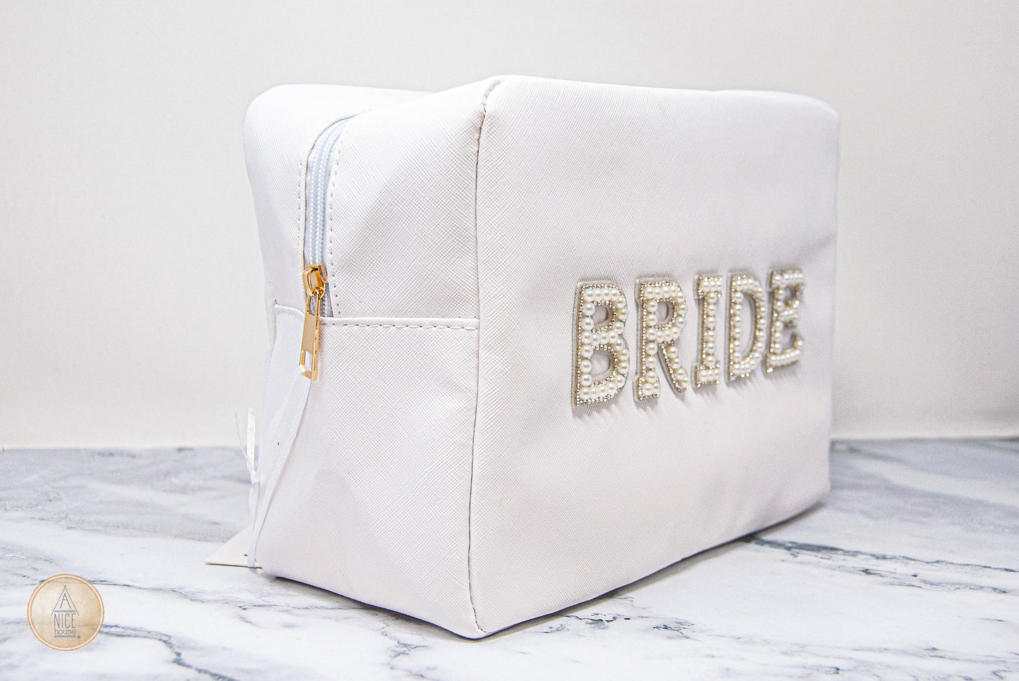 Bride Extra Large Toiletry Bag with Pearly Letters