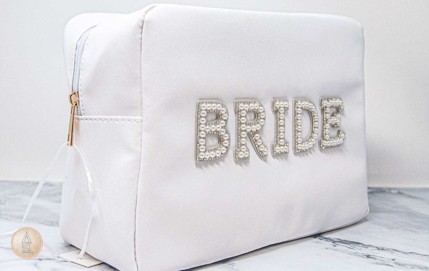 Bride Extra Large Toiletry Bag with Pearly Letters
