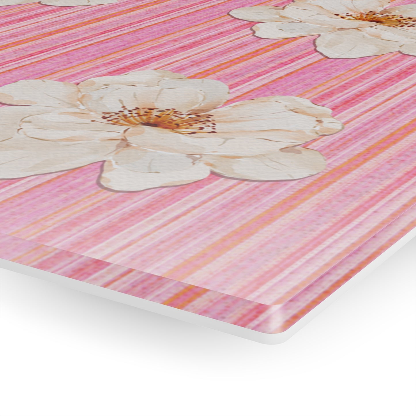 Flowers on Stripes Acrylic Print- Fun Floral Modern Wall Art