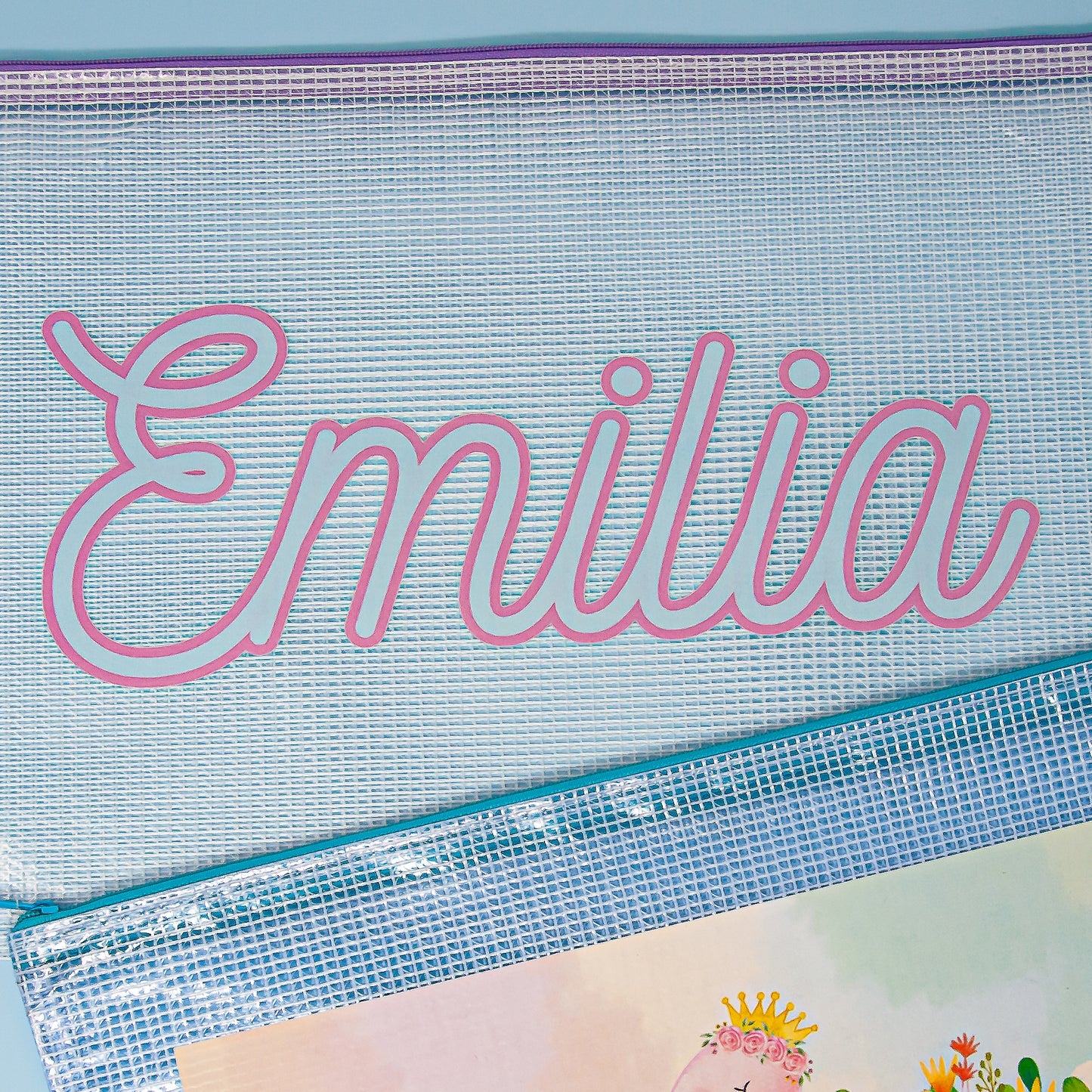 Custom Extra Large Personalized Clear Organizer Bag (19 Color Choices)