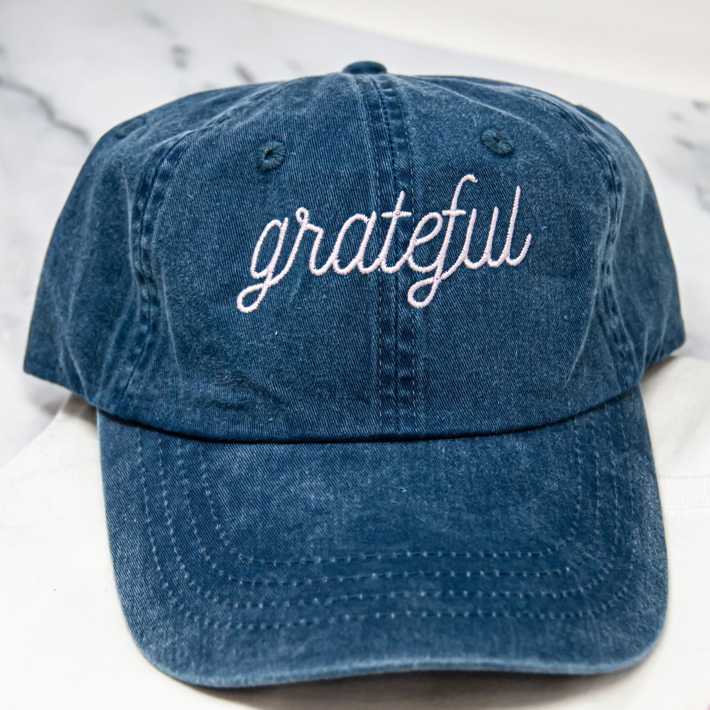 JCL Grateful Cap (Navy Blue with Light Pink Embroidery)