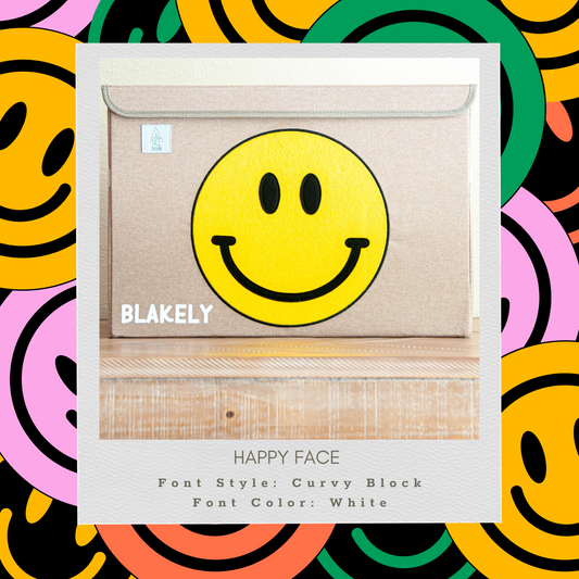 Happy Face Appliquéd, Collapsible Toy Box and Storage Box :) (Personalization Options)