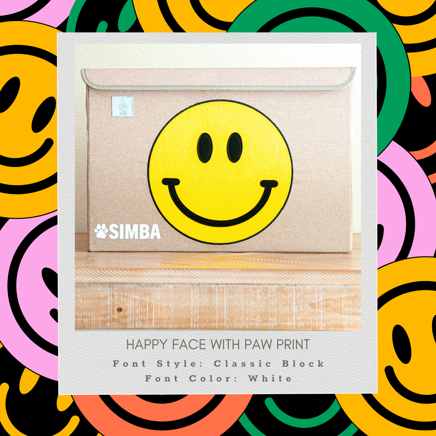 Happy Face Appliquéd, Collapsible Toy Box and Storage Box :) (Personalization Options)