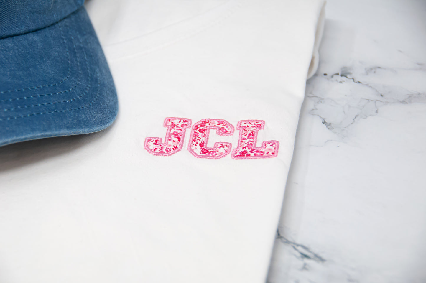 JCL Applique Scoop Neck Short Sleeve T-Shirt (Two Applique Options + Option to Order As a Sweatshirt)