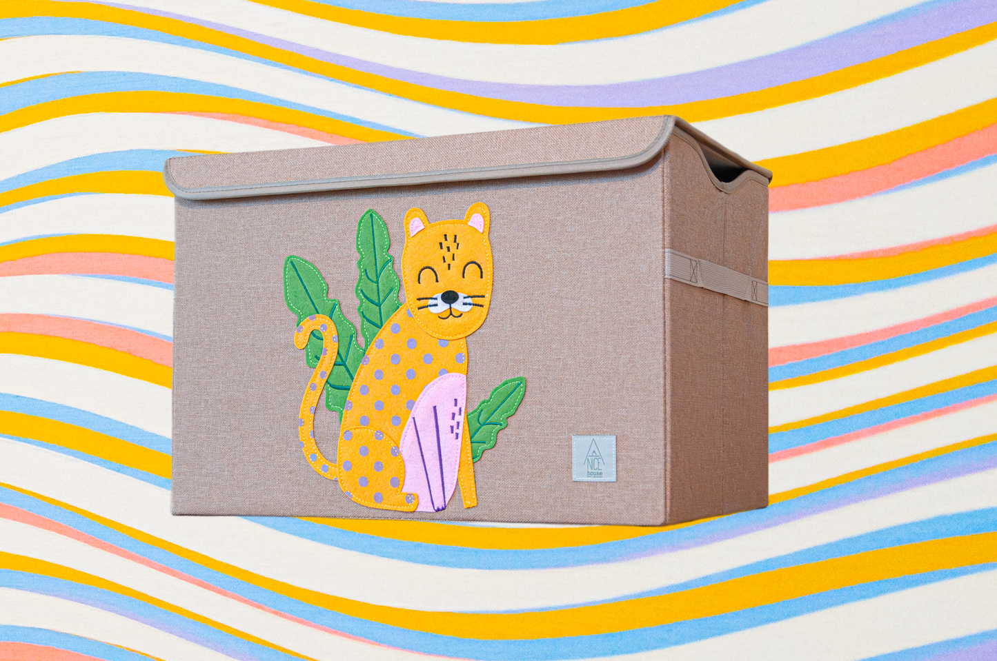 Jungle Jaguar Appliquéd, Collapsible Toy Box and Storage Box (Personalization Options)