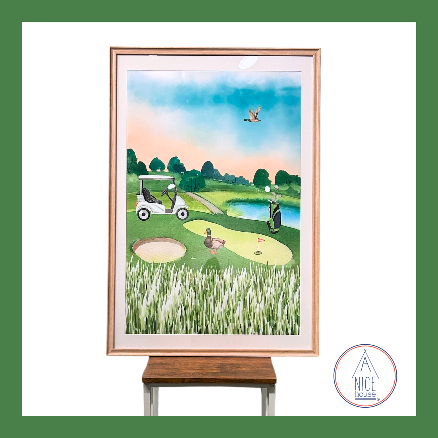 Vibrant Golf Scene- Satin Poster- Large Art Print- 24 x 36