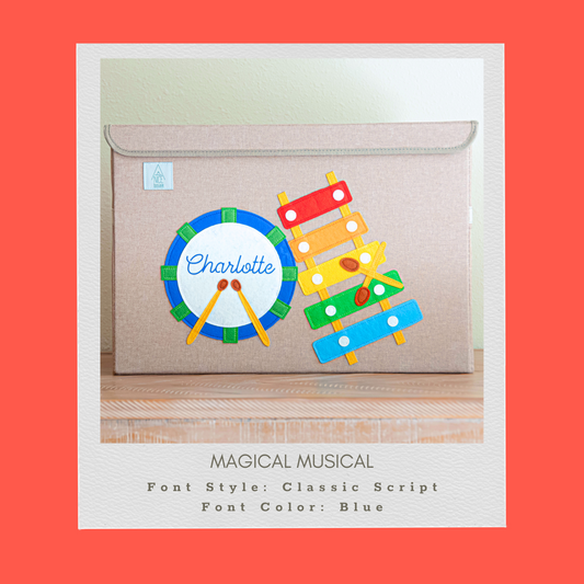 Magical Musical Appliquéd, Collapsible Toy Box and Storage Box (Personalization Options)