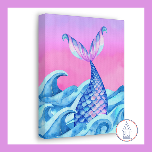Ethereal Mermaid Wall Decor- Mermaid Tail Canvas Art Print for Mermaid Bedroom Theme, Mermaid Nursery Theme, or Mermaid Inspired Bedroom