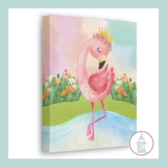 Pink Flamingo Children's Art Print- Elegant, Peaceful, Vibrant Art for Children's Bedrooms or Flamingo Nursery Theme