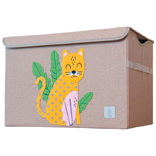 Jungle Jaguar Appliquéd, Collapsible Toy Box and Storage Box (Personalization Options)