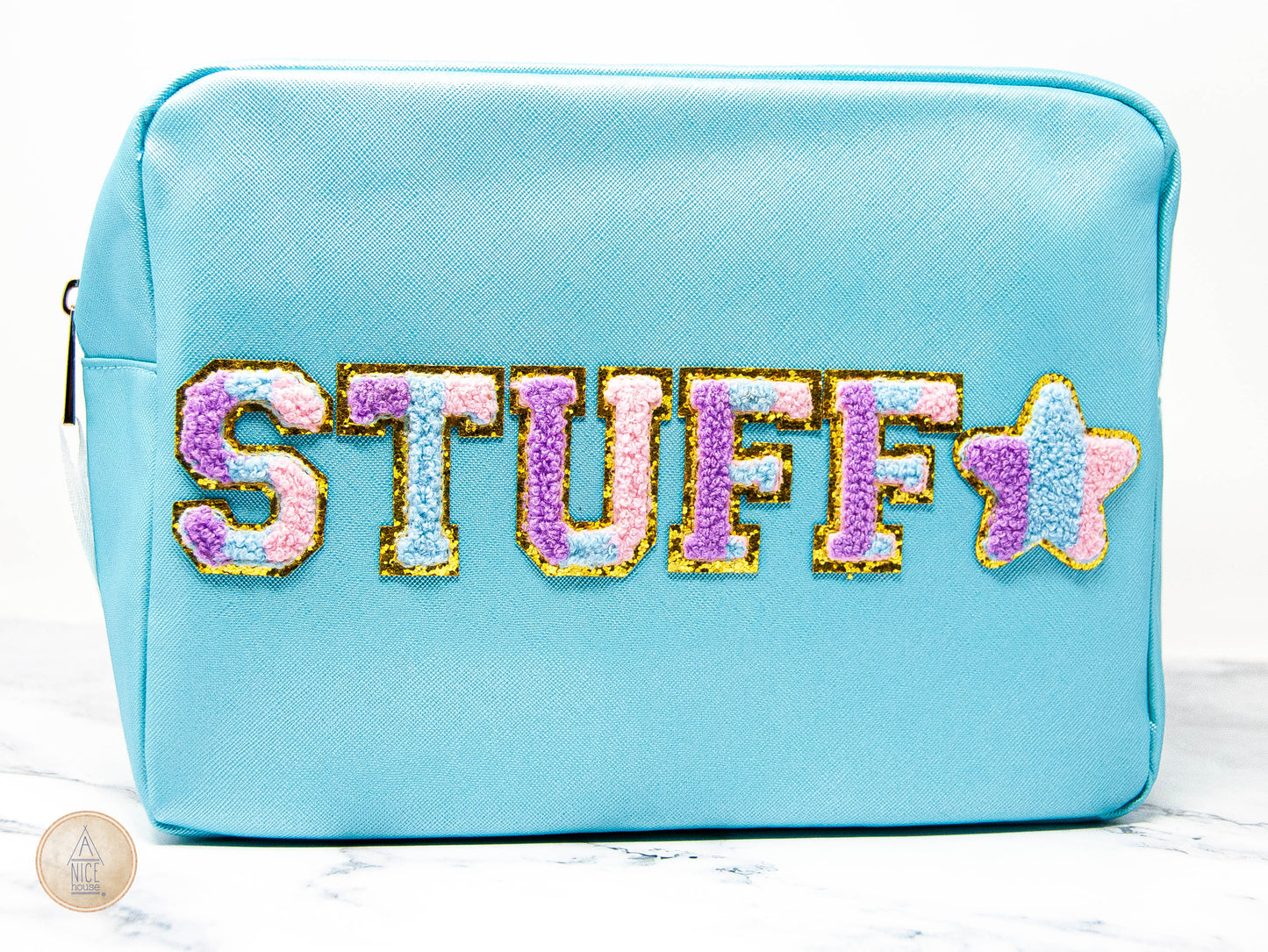 Toiletry Bag Duo- Extra Large Star 'STUFF' Bag with Small Lightning Bag