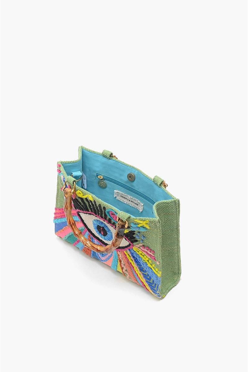 Groovy Evil Eye Handbag with Matching Embroidered Purse Organizer Pouch