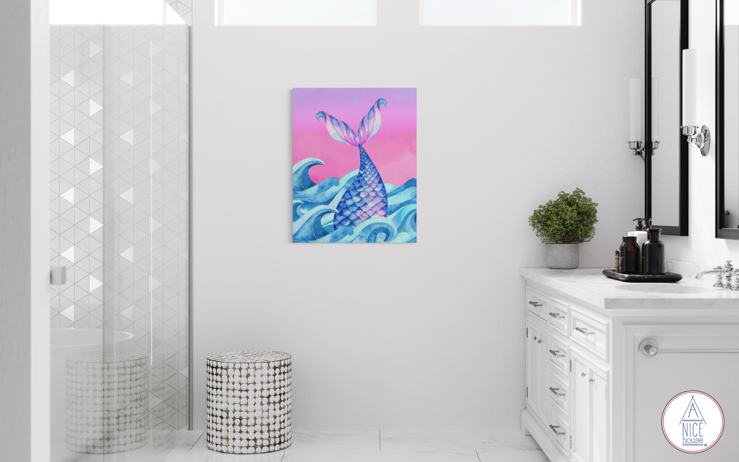 Ethereal Mermaid Wall Decor- Mermaid Tail Canvas Art Print for Mermaid Bedroom Theme, Mermaid Nursery Theme, or Mermaid Inspired Bedroom