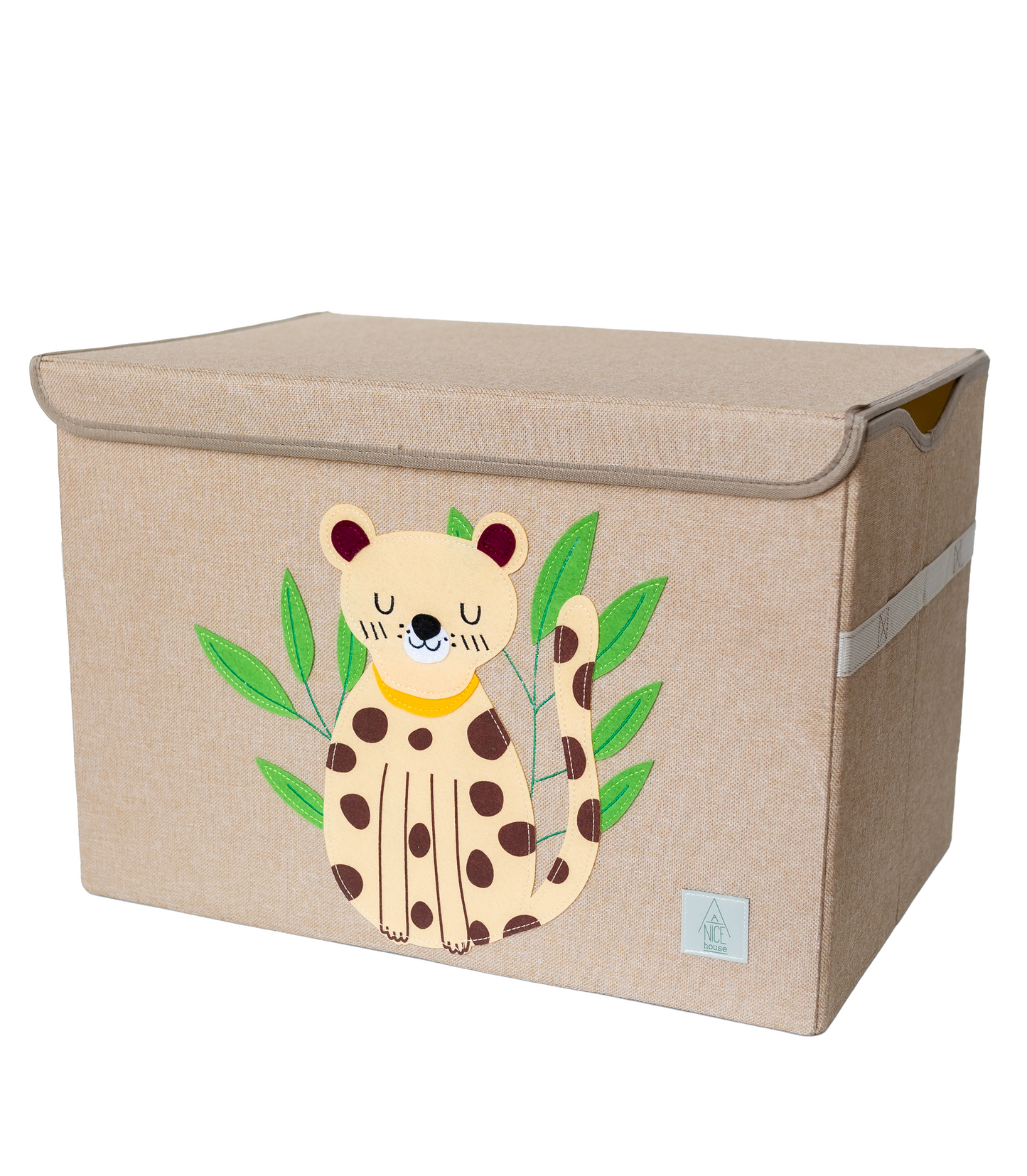 Peaceful Cheetah Appliquéd, Collapsible Toy Box and Storage Box (Personalization Options)