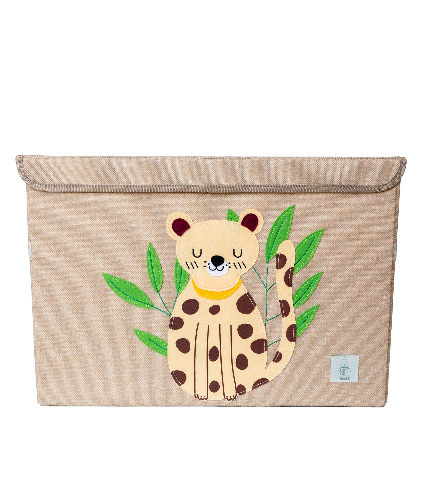Peaceful Cheetah Appliquéd, Collapsible Toy Box and Storage Box (Personalization Options)