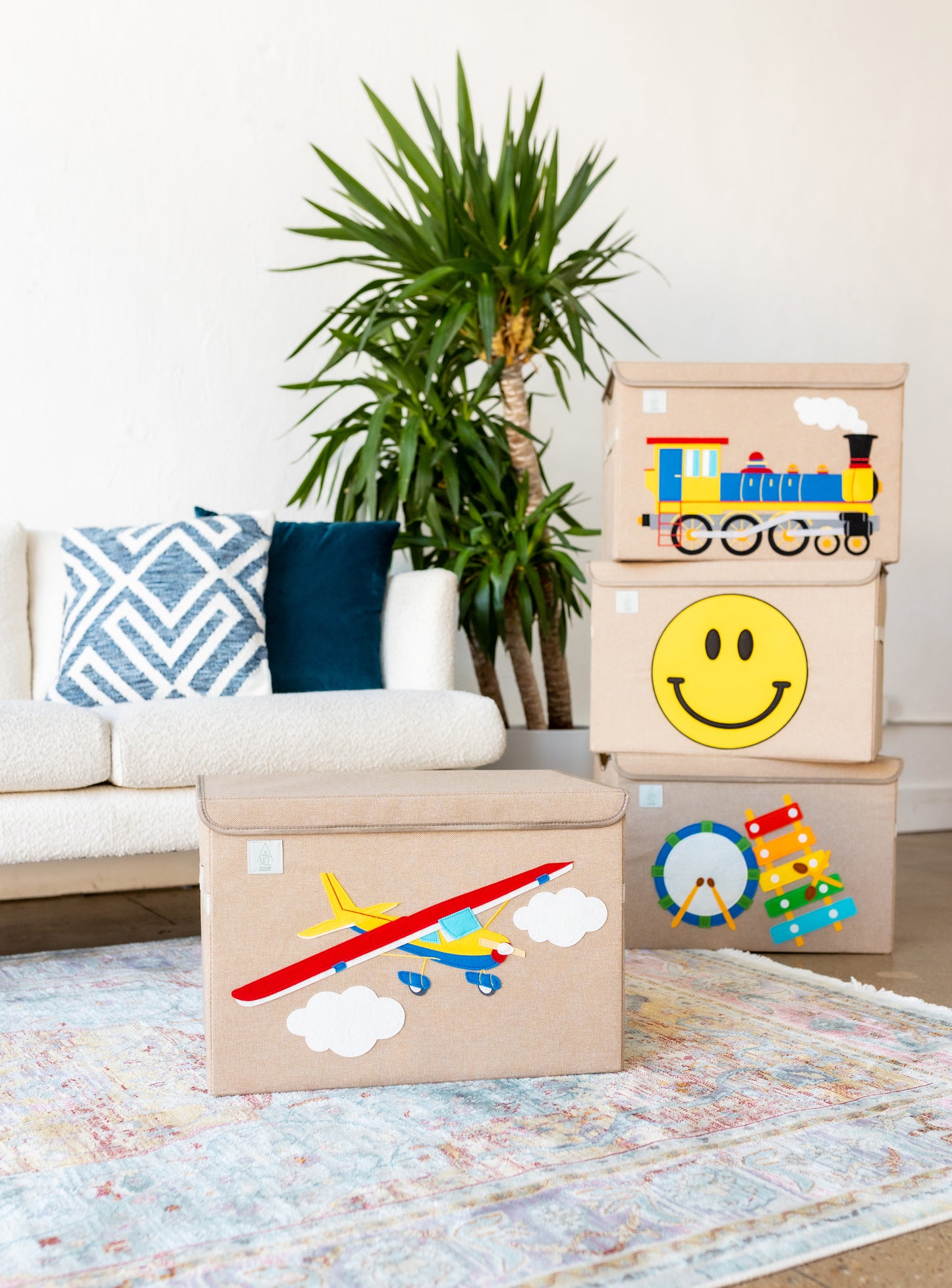 Airplane Appliquéd, Collapsible Toy Box and Storage Box (Personalization Options)