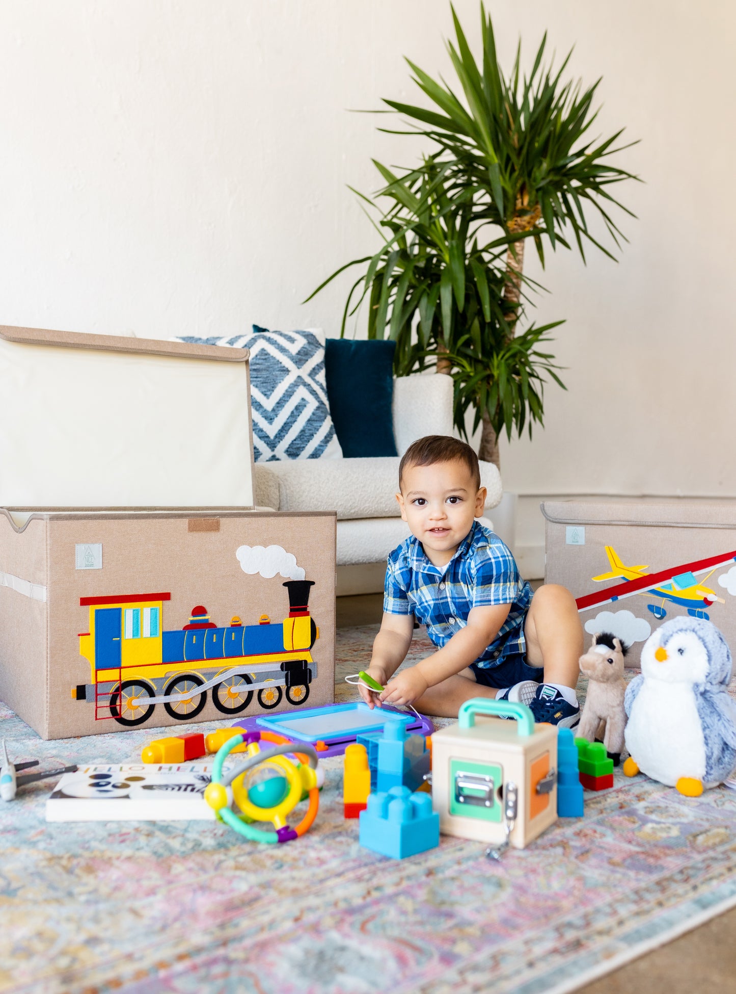 The Choo-Choo (Train Box): Appliquéd, Collapsible Toy Box and Storage Box (Personalization Options)