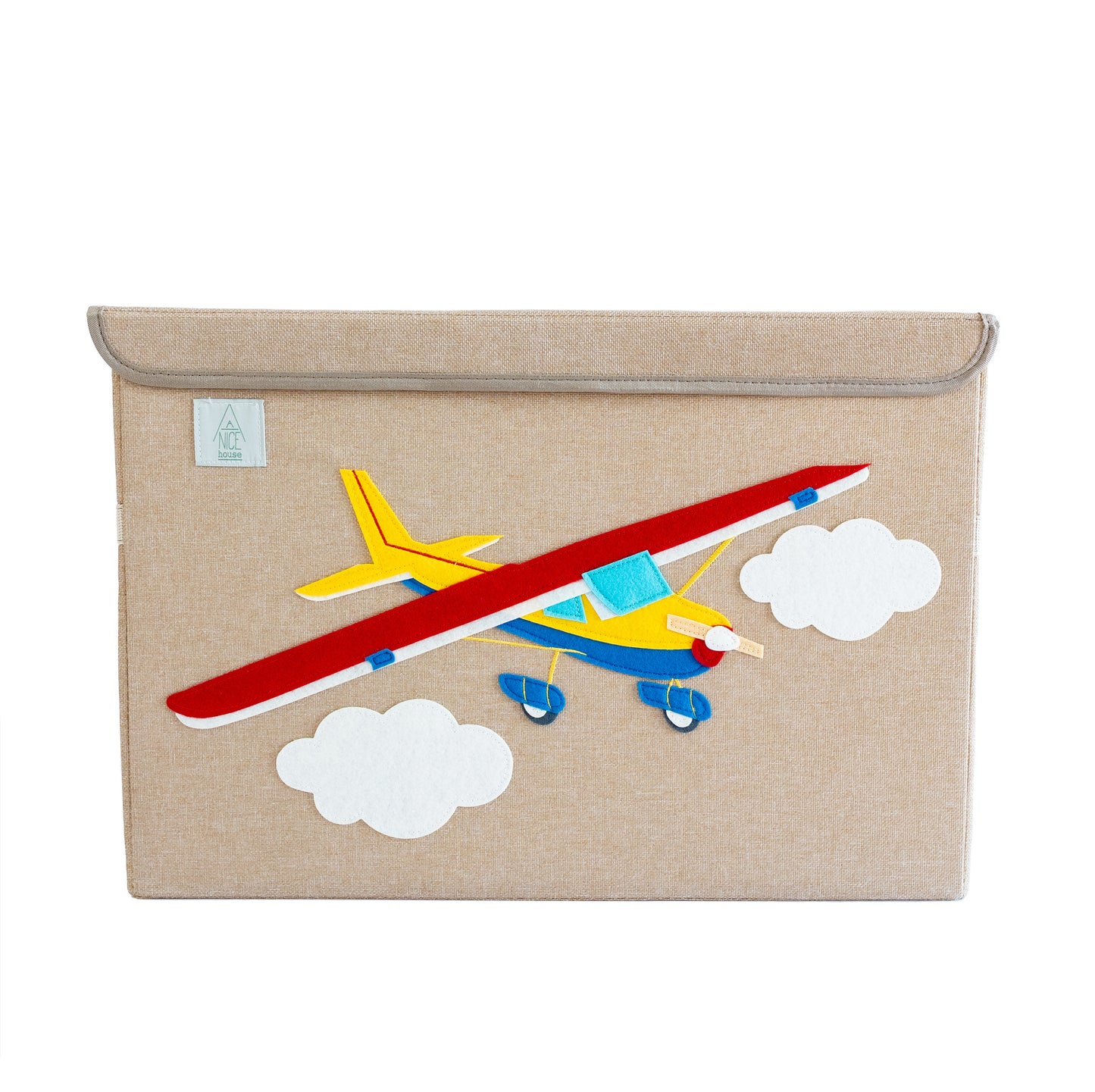Airplane Appliquéd, Collapsible Toy Box and Storage Box (Personalization Options)