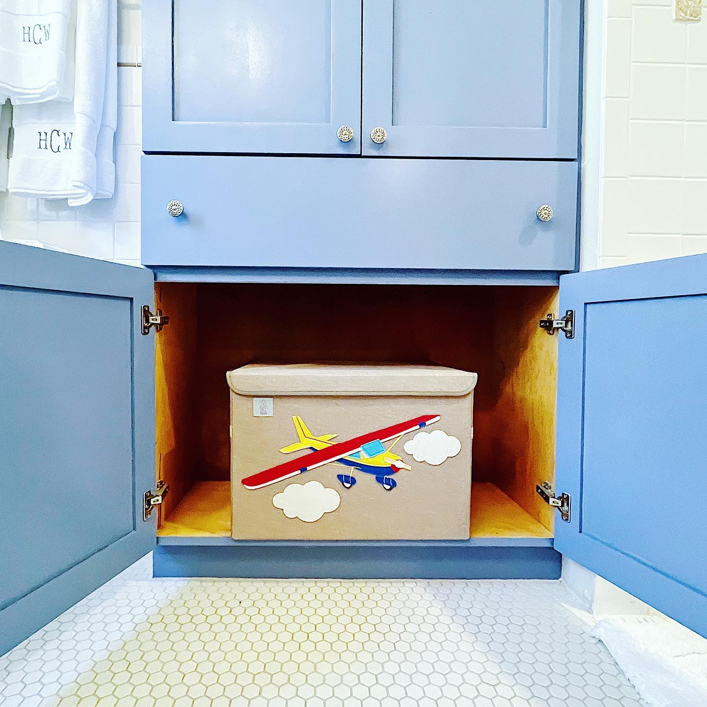 Airplane Appliquéd, Collapsible Toy Box and Storage Box (Personalization Options)