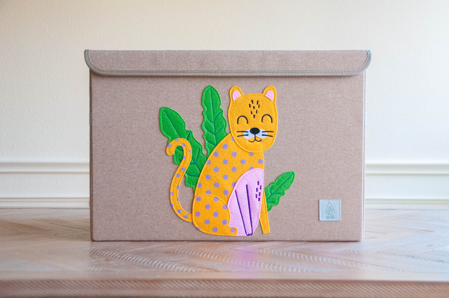Jungle Jaguar Appliquéd, Collapsible Toy Box and Storage Box (Personalization Options)
