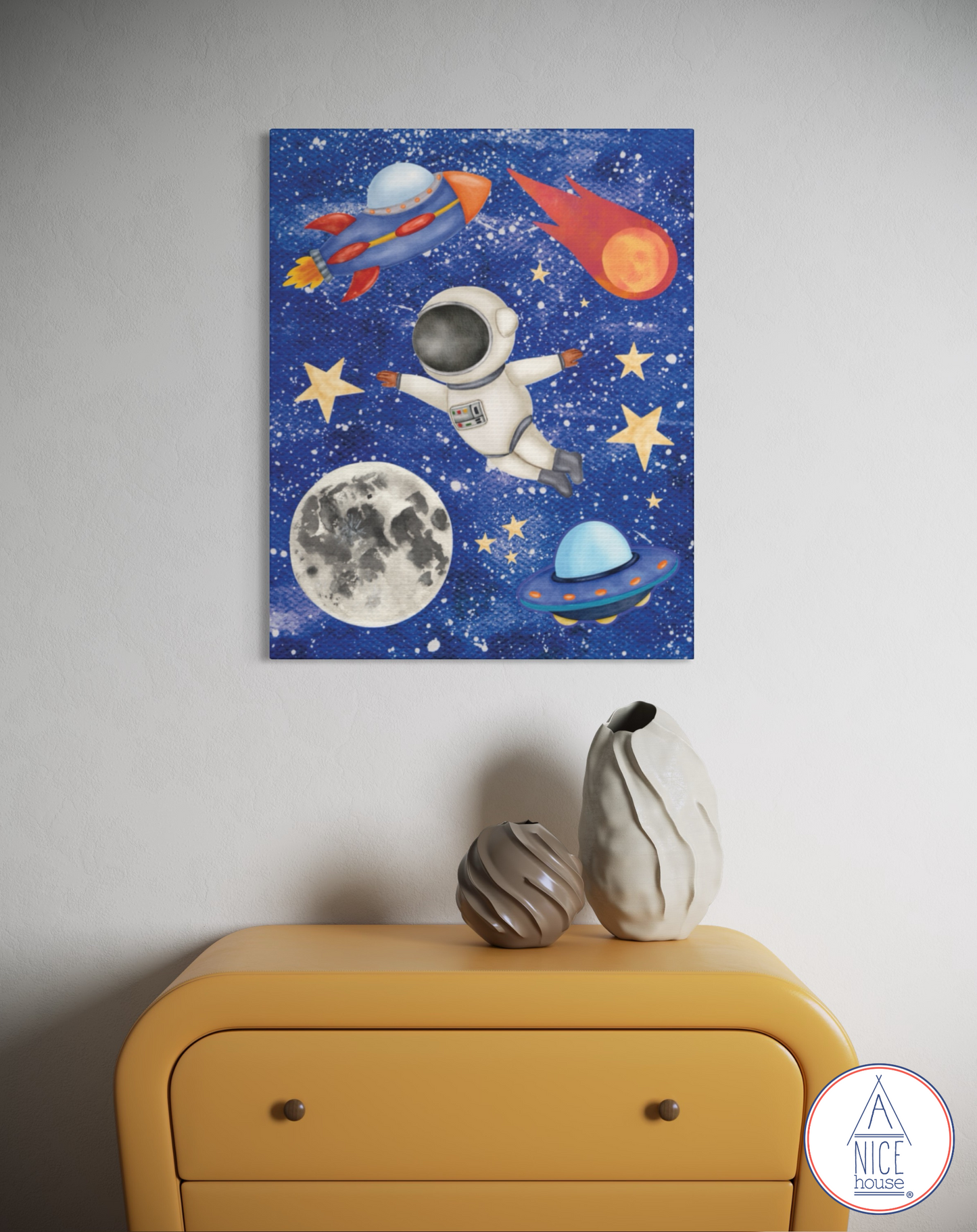 Astronaut Children's Print - Wall Decor for Space Theme Bedroom, Outer Space Nursery, or Space Theme Playroom