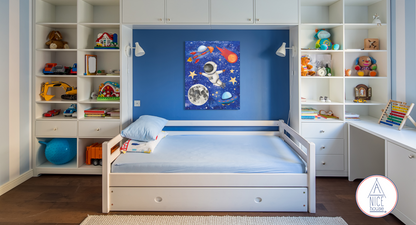 Astronaut Children's Print - Wall Decor for Space Theme Bedroom, Outer Space Nursery, or Space Theme Playroom