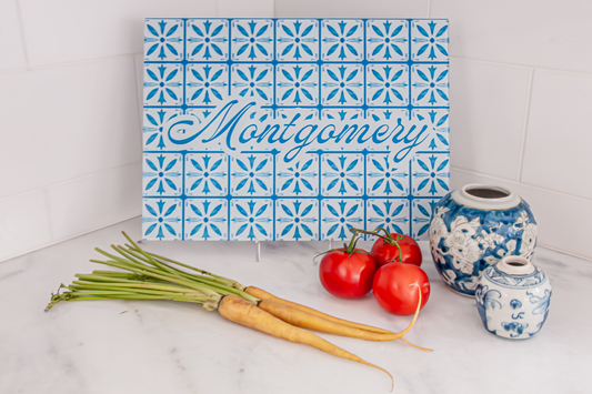Blue + White, Always Right (Personalized Cutting + Serving Board)