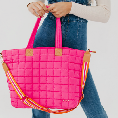 Day Dreamer Quilted Tote Bag with Detachable Crossbody Strap