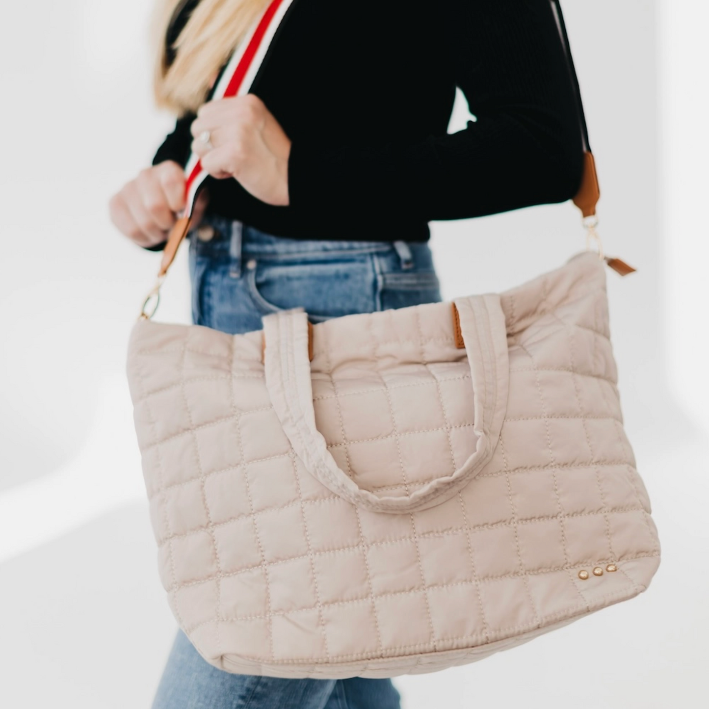 Day Dreamer Quilted Tote Bag with Detachable Crossbody Strap