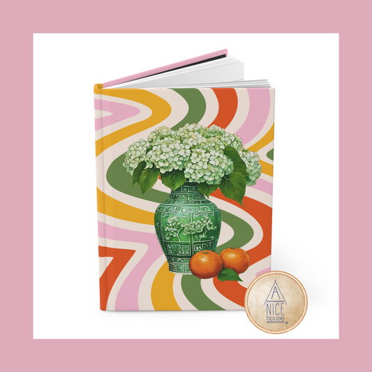 Eclectic Tradition Green and White Vase Floral Notebook
