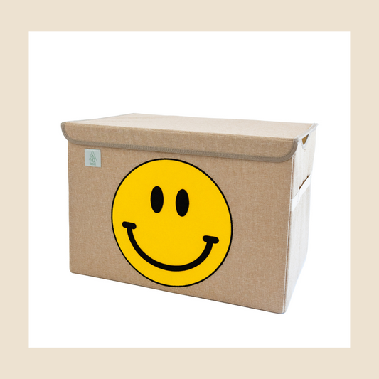 Happy Face Appliquéd, Collapsible Toy Box and Storage Box :) (Personalization Options)