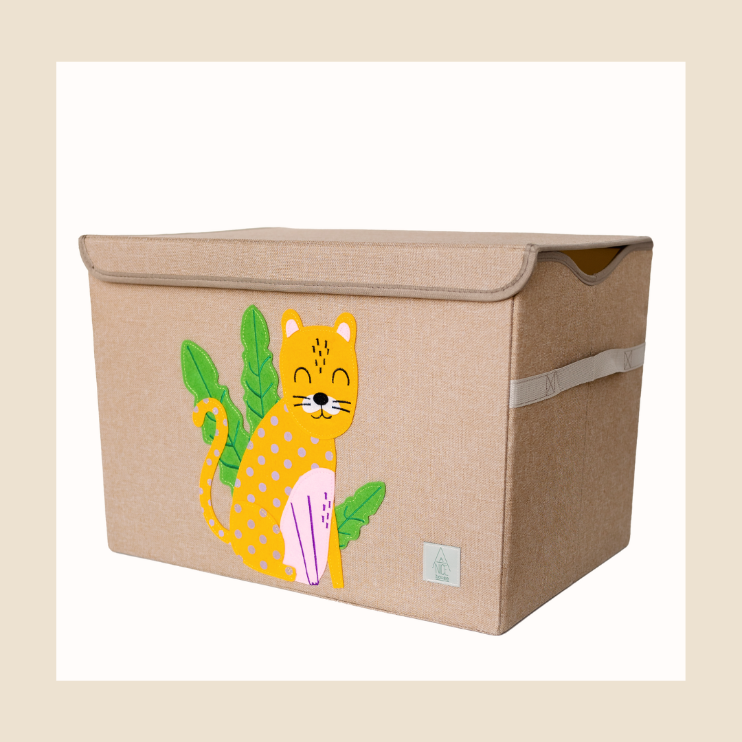 Jungle Jaguar Appliquéd, Collapsible Toy Box and Storage Box (Personalization Options)