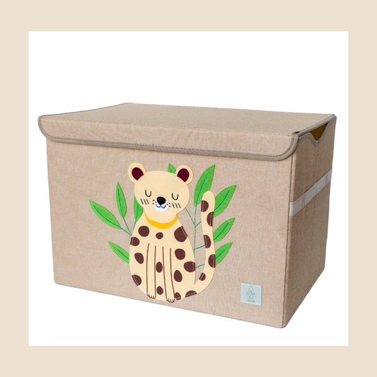 Peaceful Cheetah Appliquéd, Collapsible Toy Box and Storage Box (Personalization Options)