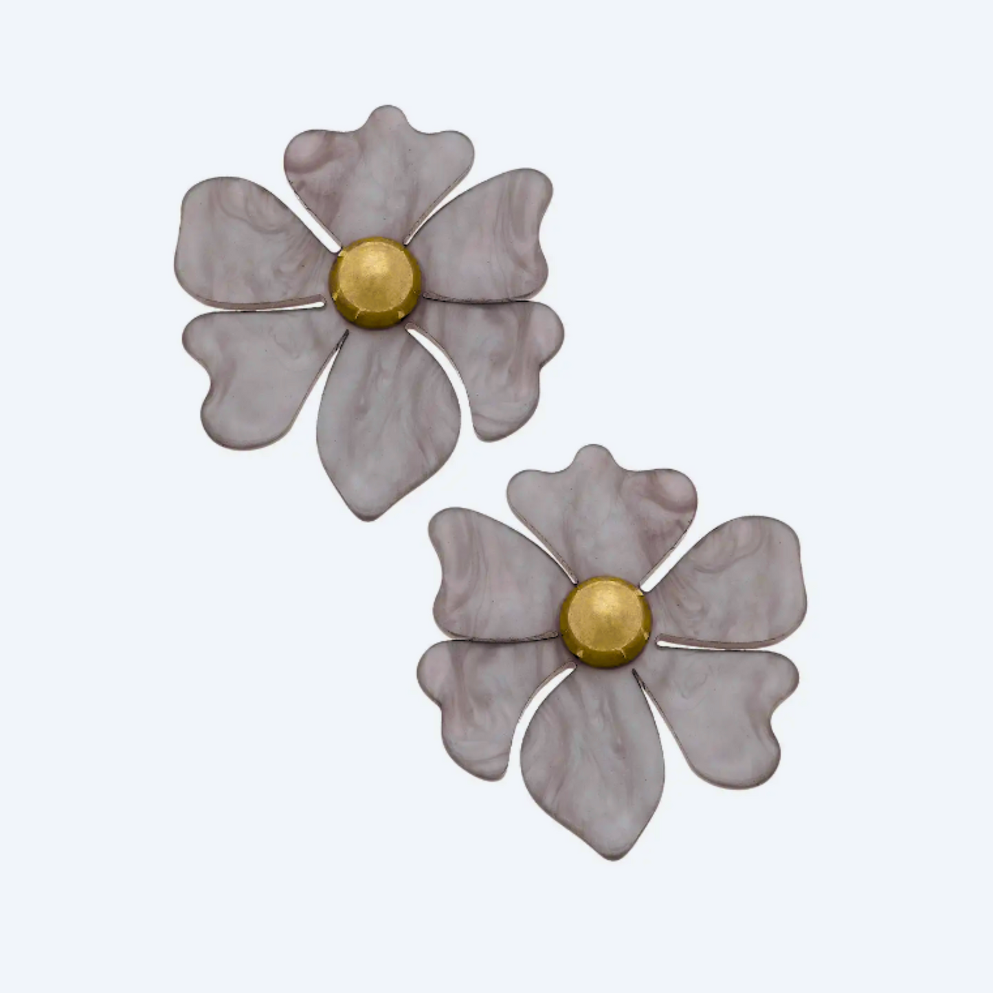 Marbled Resin Flower Stud Earrings in Grey