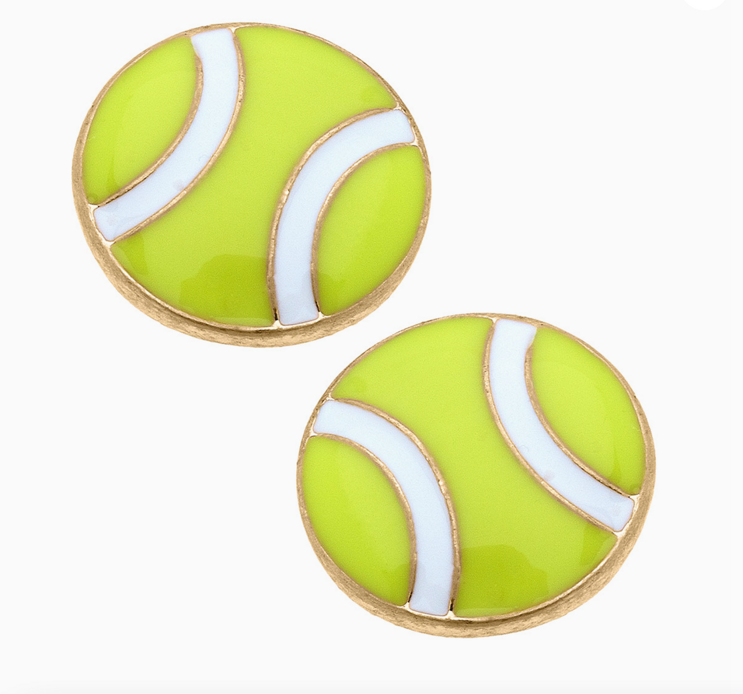 Tennis Ball Enamel Stud Earrings in Neon Yellow