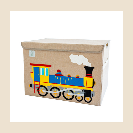The Choo-Choo (Train Box): Appliquéd, Collapsible Toy Box and Storage Box (Personalization Options)