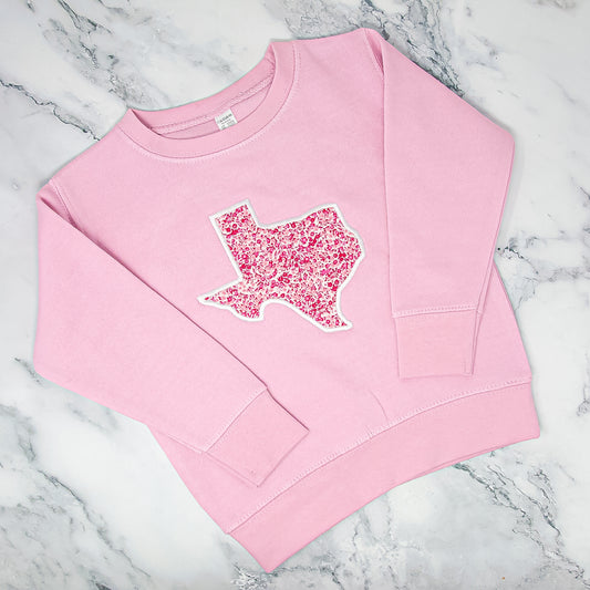 Pink and White Texas Applique Sweatshirt (2T- 7)