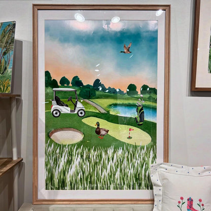 Vibrant Golf Scene- Satin Poster- Large Art Print- 24 x 36