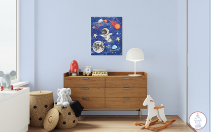 Astronaut Children's Print - Wall Decor for Space Theme Bedroom, Outer Space Nursery, or Space Theme Playroom