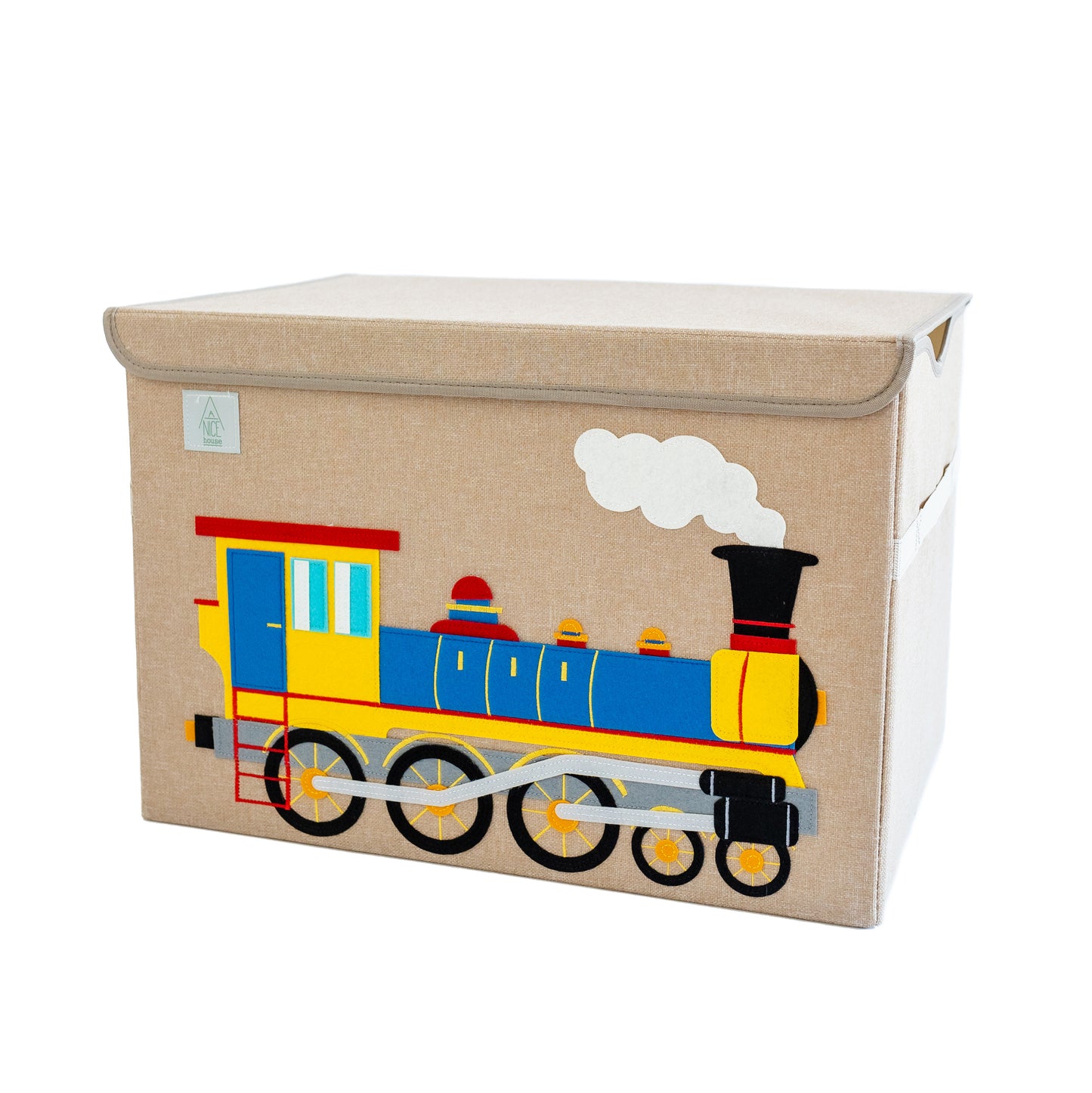 The Choo-Choo (Train Box): Appliquéd + Embroidered Collapsible Toy Box and Storage Box